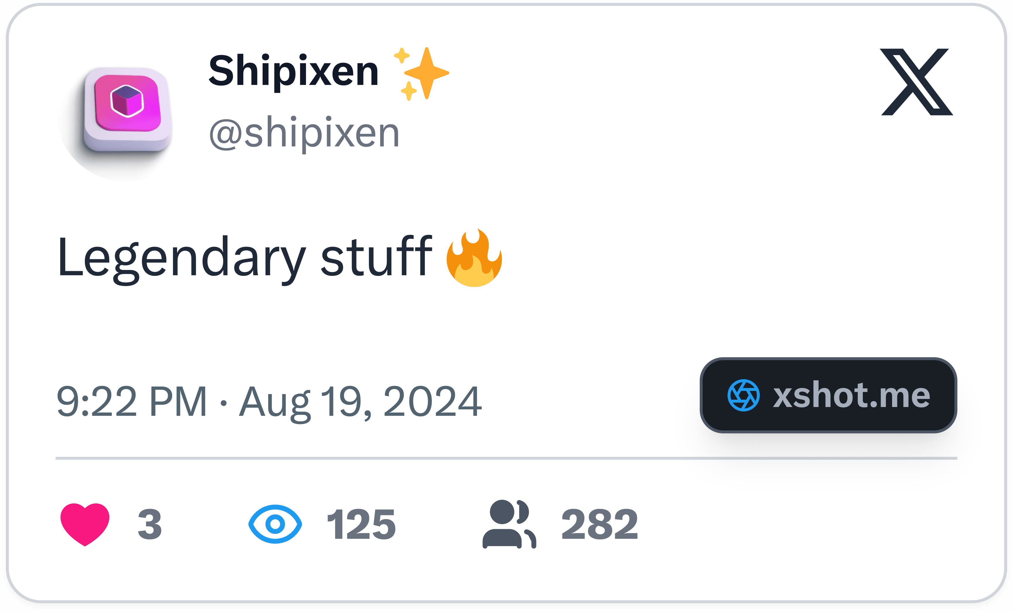 Tweet @shipixen: Legendary stuff 🔥